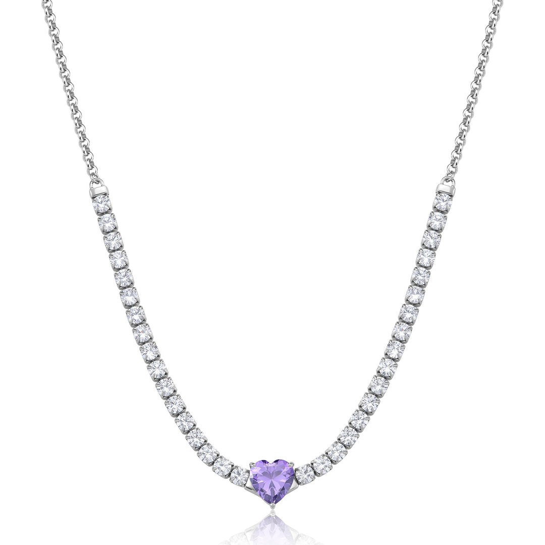 Collana S'Agapõ Dazzly SDZ149 cuore color ametista-2b Gioielli