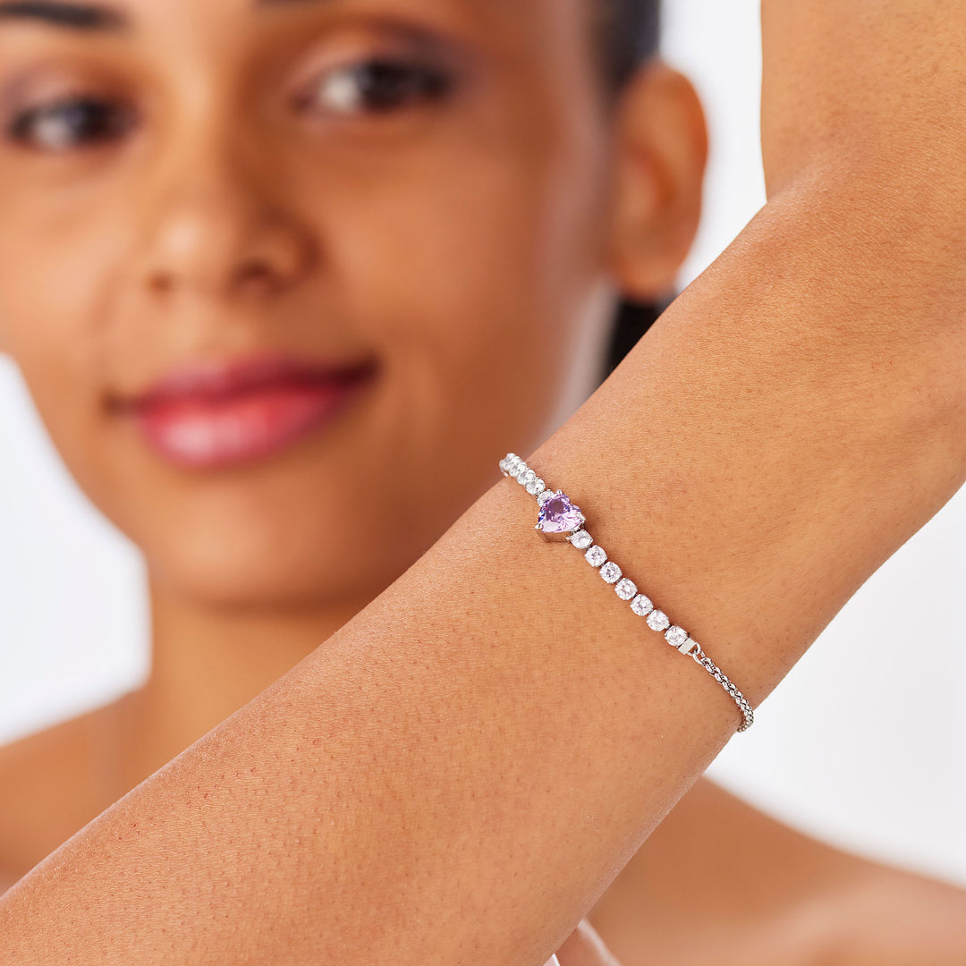 Bracciale S'Agapõ Dazzly SDZ153 cuore color ametista-2b Gioielli