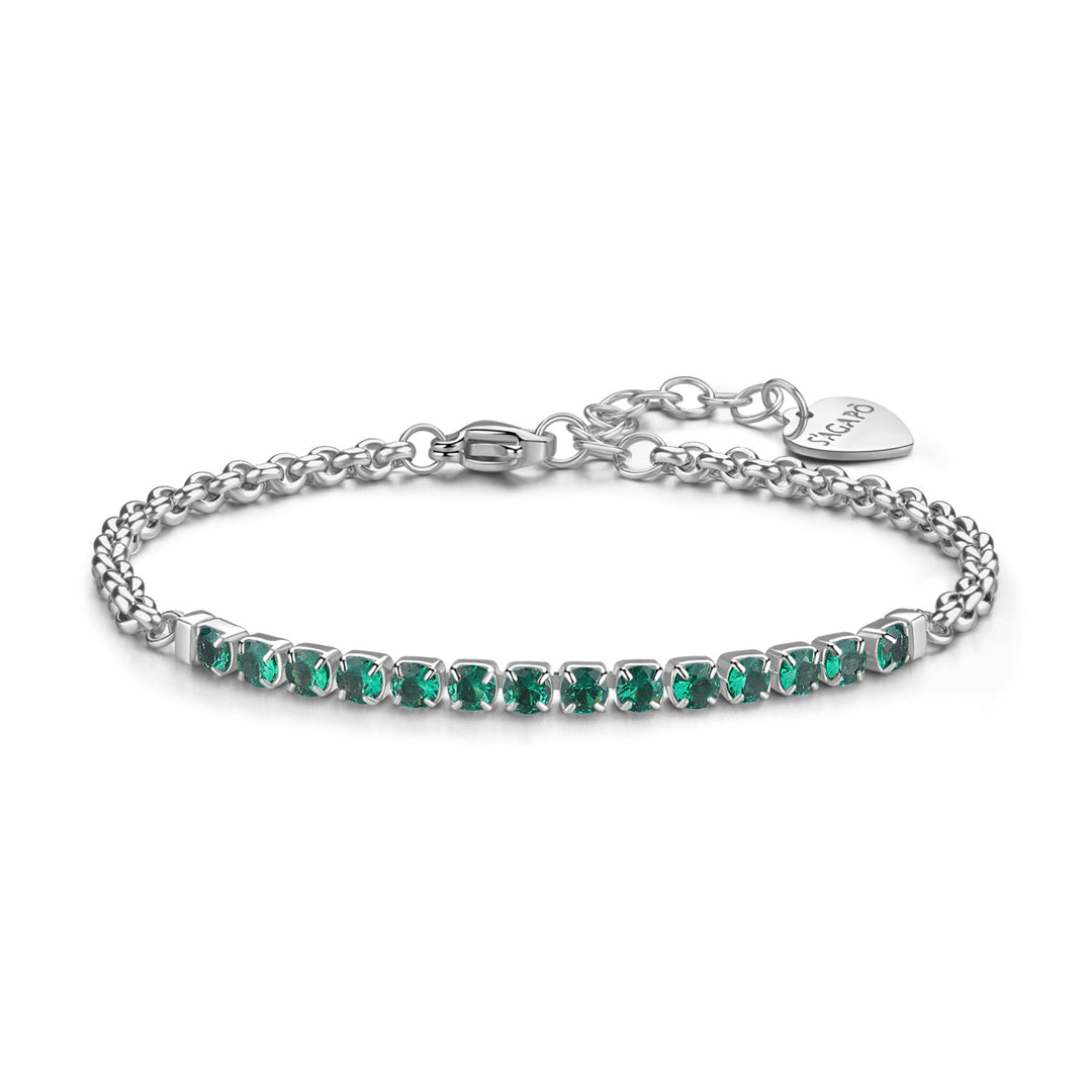 Bracciale S'Agapõ Dazzly SDZ86 tennis zirconia verde-2b Gioielli