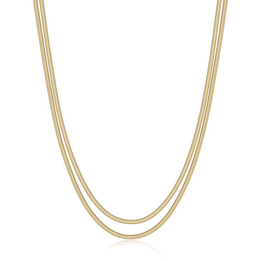 Collana S'Agapõ Chunky SHK111 doppio filo snake dorato-2b Gioielli