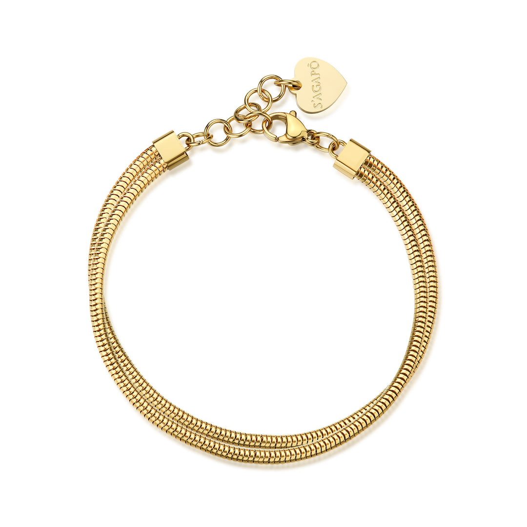 Bracciale S'Agapõ Chunky SHK119 snake doppio filo oro-2b Gioielli