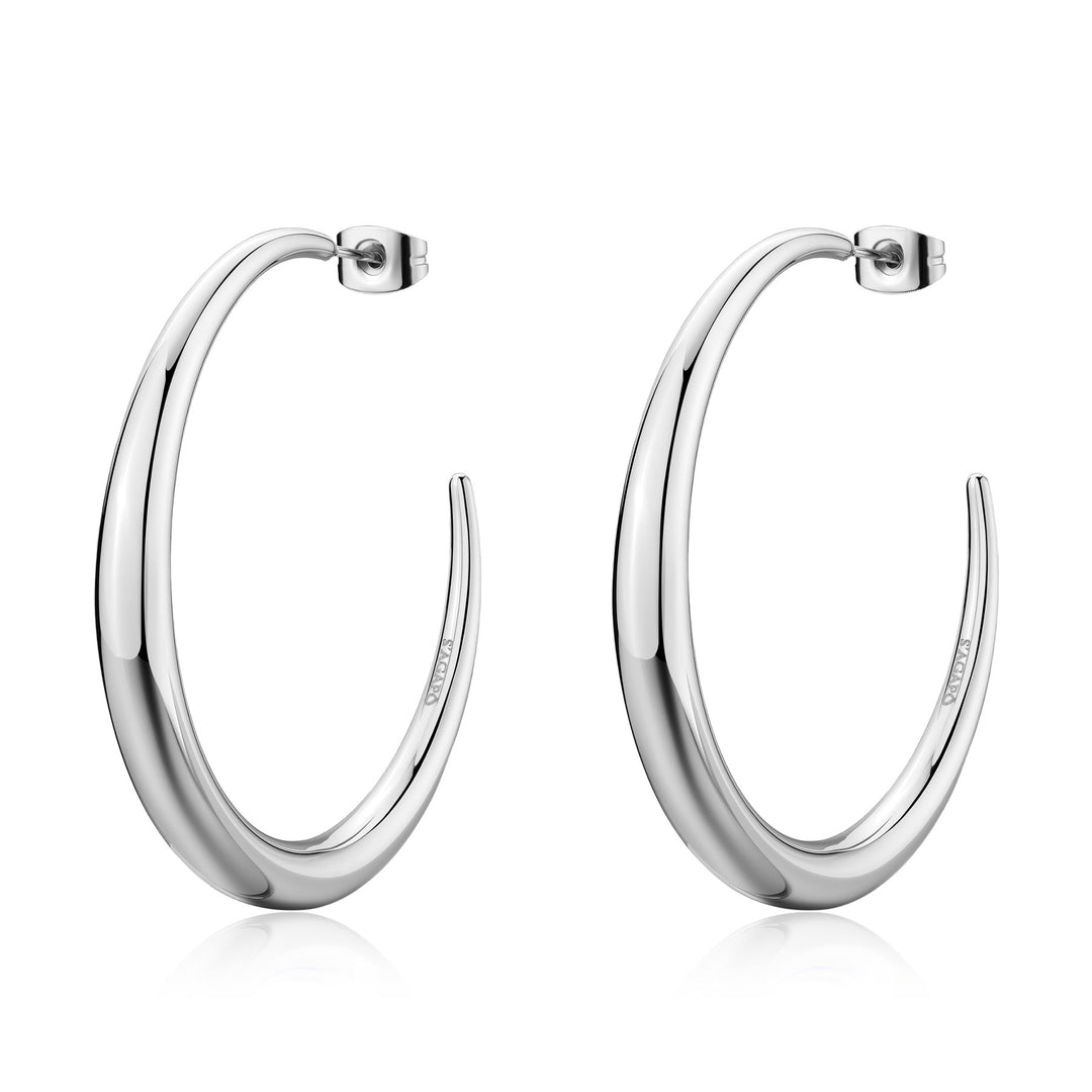 Orecchini S'Agapõ Chunky SHK120 cerchi grandi in acciaio-2b Gioielli
