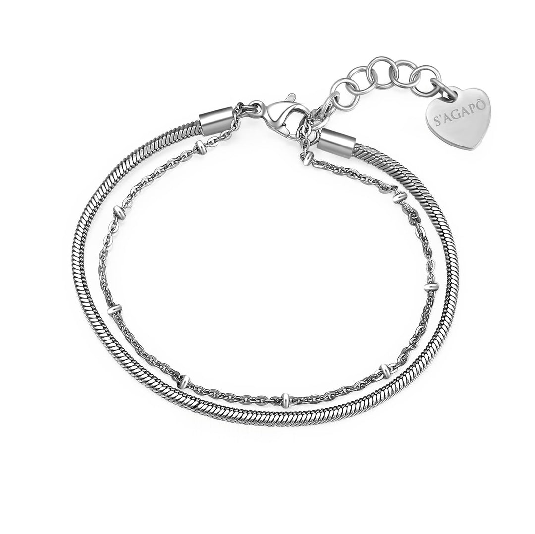 Bracciale S'Agapõ Chunky SHK23 doppio filo acciaio-2b Gioielli
