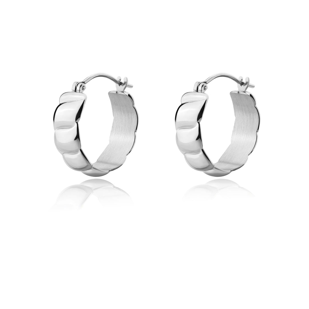 Orecchini S'Agapõ Chunky SHK55 cerchietti torchon in acciaio-2b Gioielli