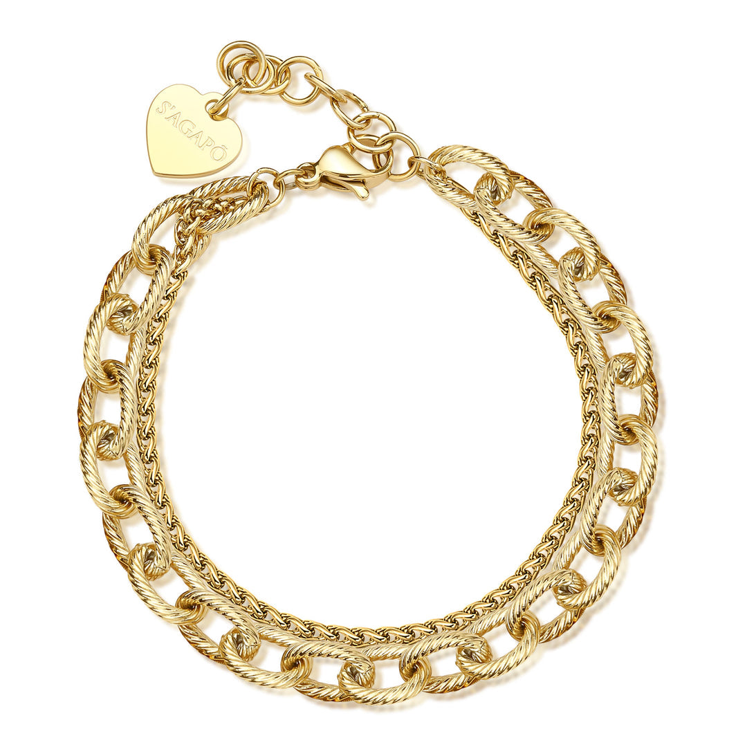Bracciale S'Agapõ Chunky SHK66 doppio filo dorato-2b Gioielli