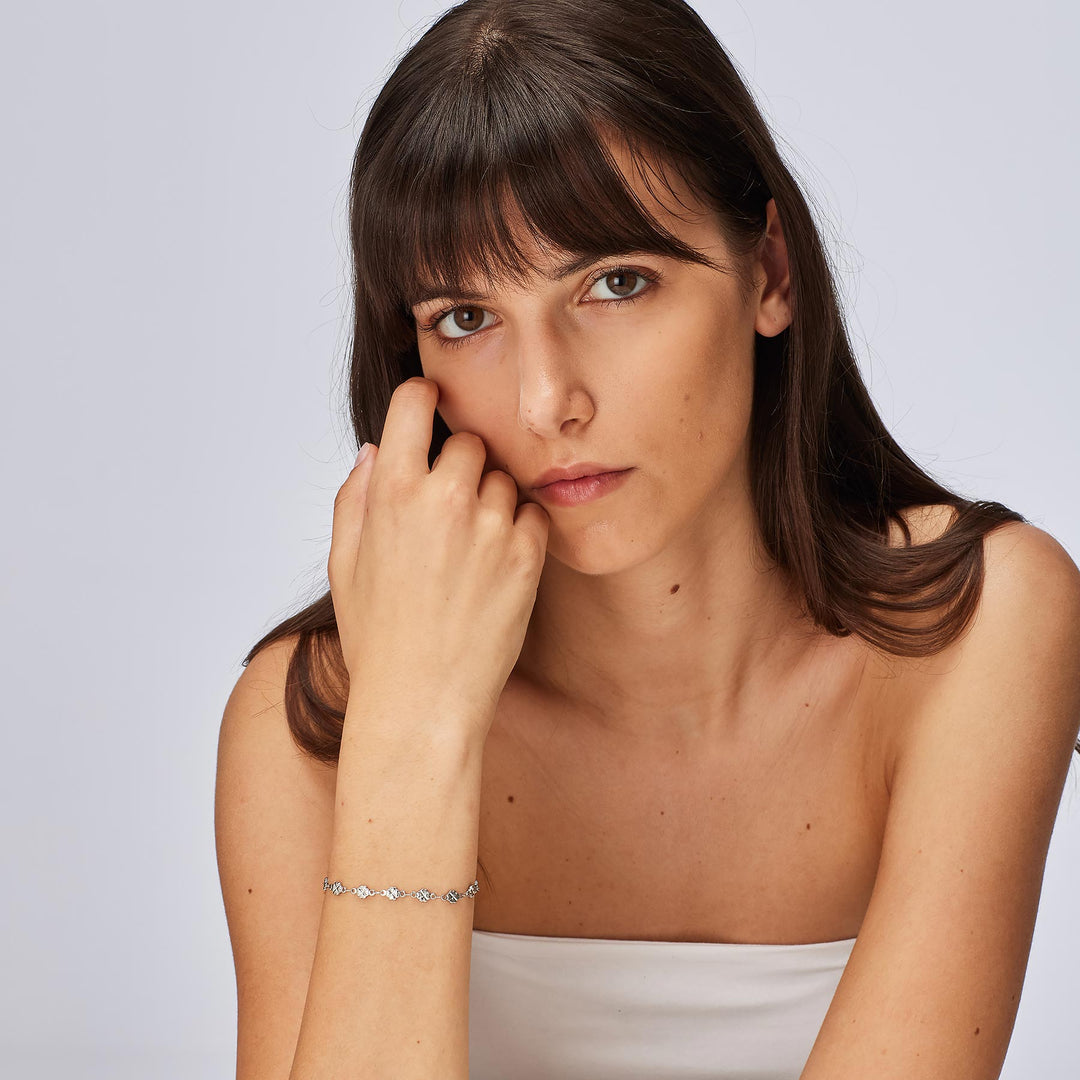 Bracciale S'Agapõ Chunky SHK96 catena a quadrifogli-2b Gioielli