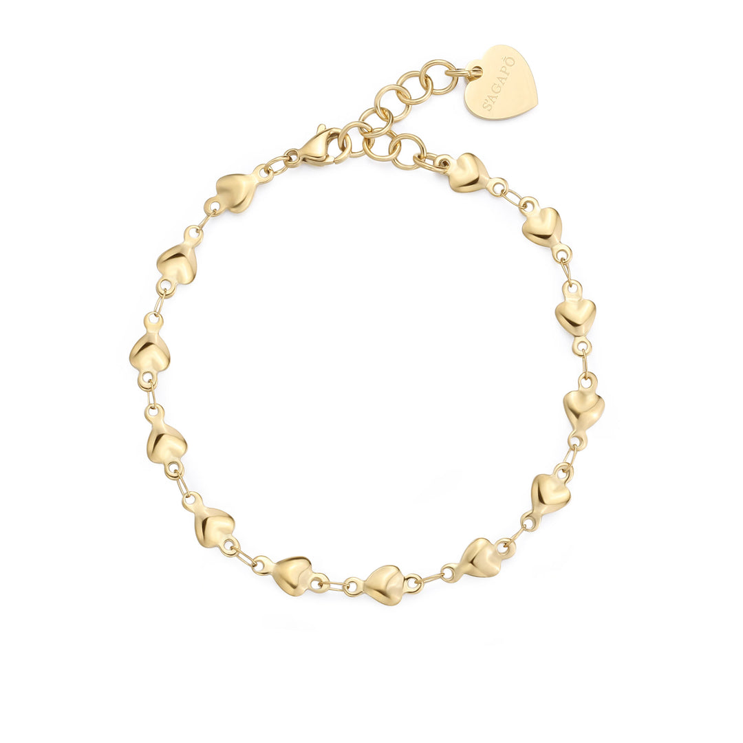 Bracciale S'Agapõ Chunky SHK99 catena a cuori dorati-2b Gioielli