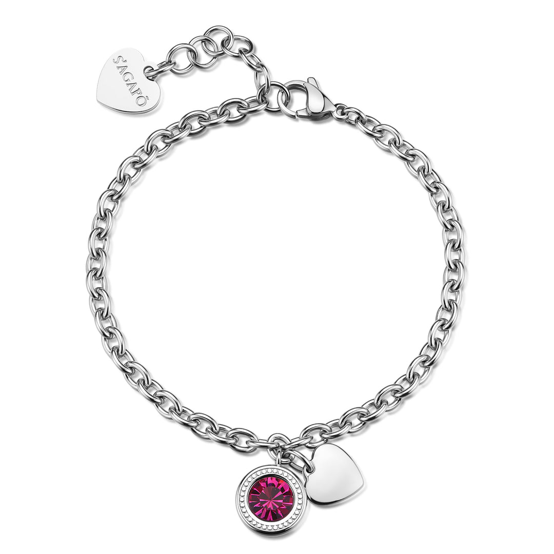 Bracciale S'Agapõ Lucky Light SKT62 cuore con cristallo fucsia-2b Gioielli