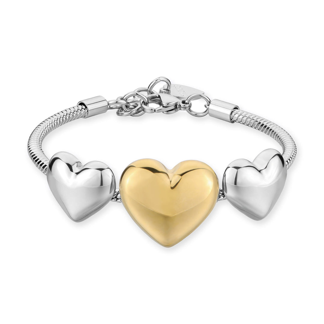 Bracciale S'Agapõ Stellar SSE61 cuori centrali dorati-2b Gioielli