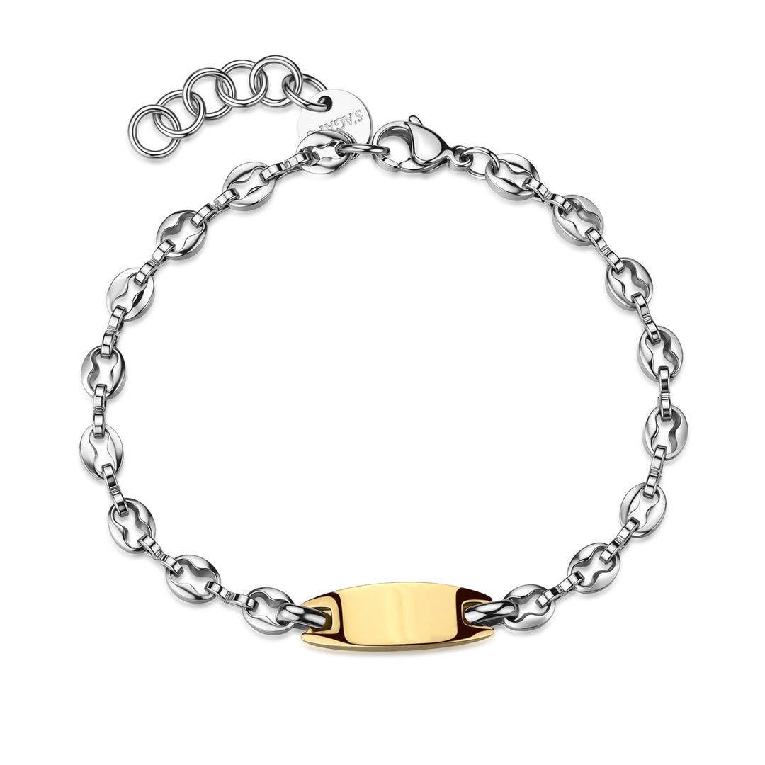 Bracciale S'Agapõ Titan STI21 targa centrale dorata-2b Gioielli