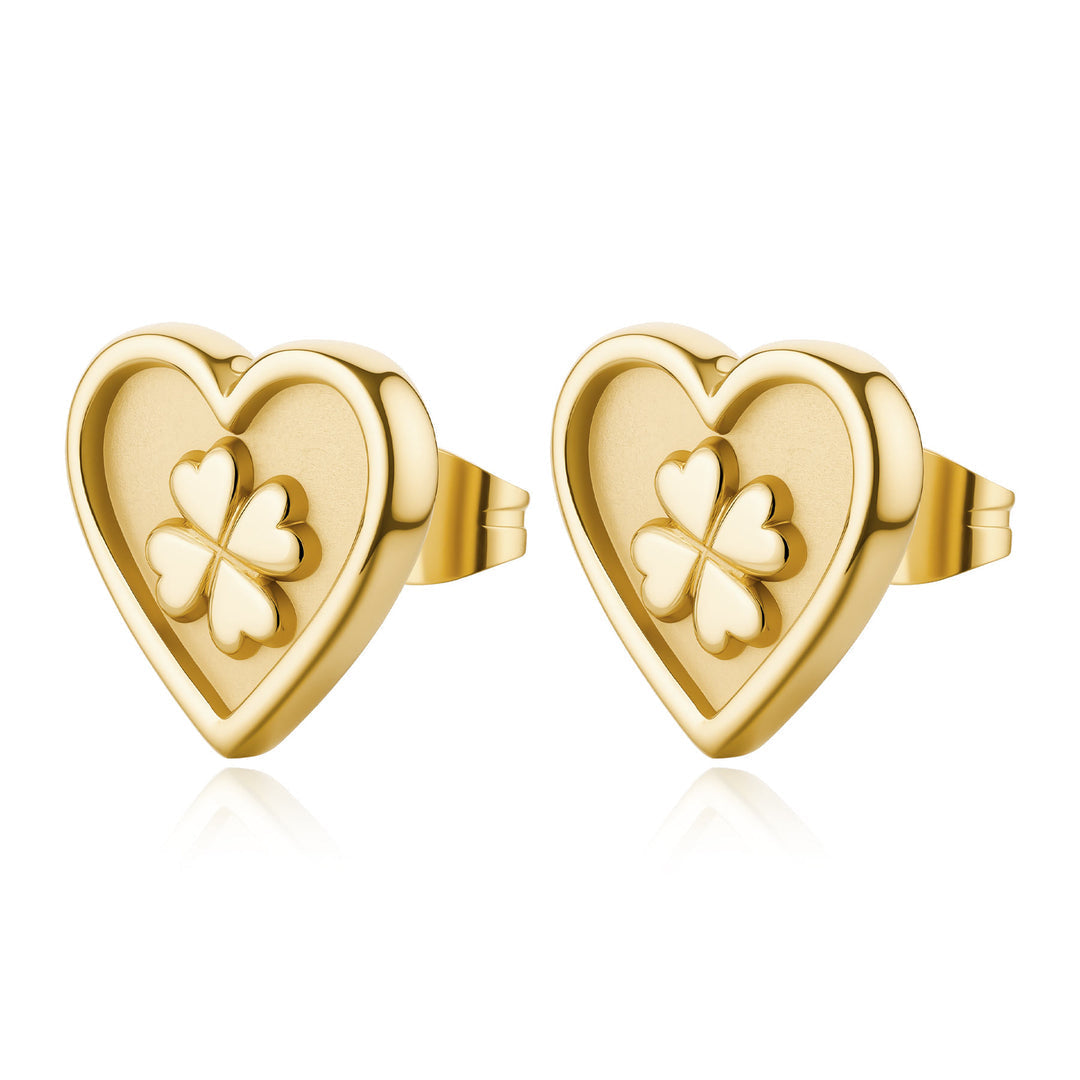 Orecchini S'Agapõ Duh Duh SUH33 cuore e quadrifoglio dorato-2b Gioielli