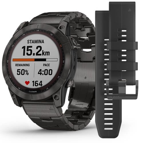 Orologio Garmin Fenix 7X 010-02541-27 Sapphire Solar Titanium Carbon Gray 51 mm smartwatch-2b Gioielli