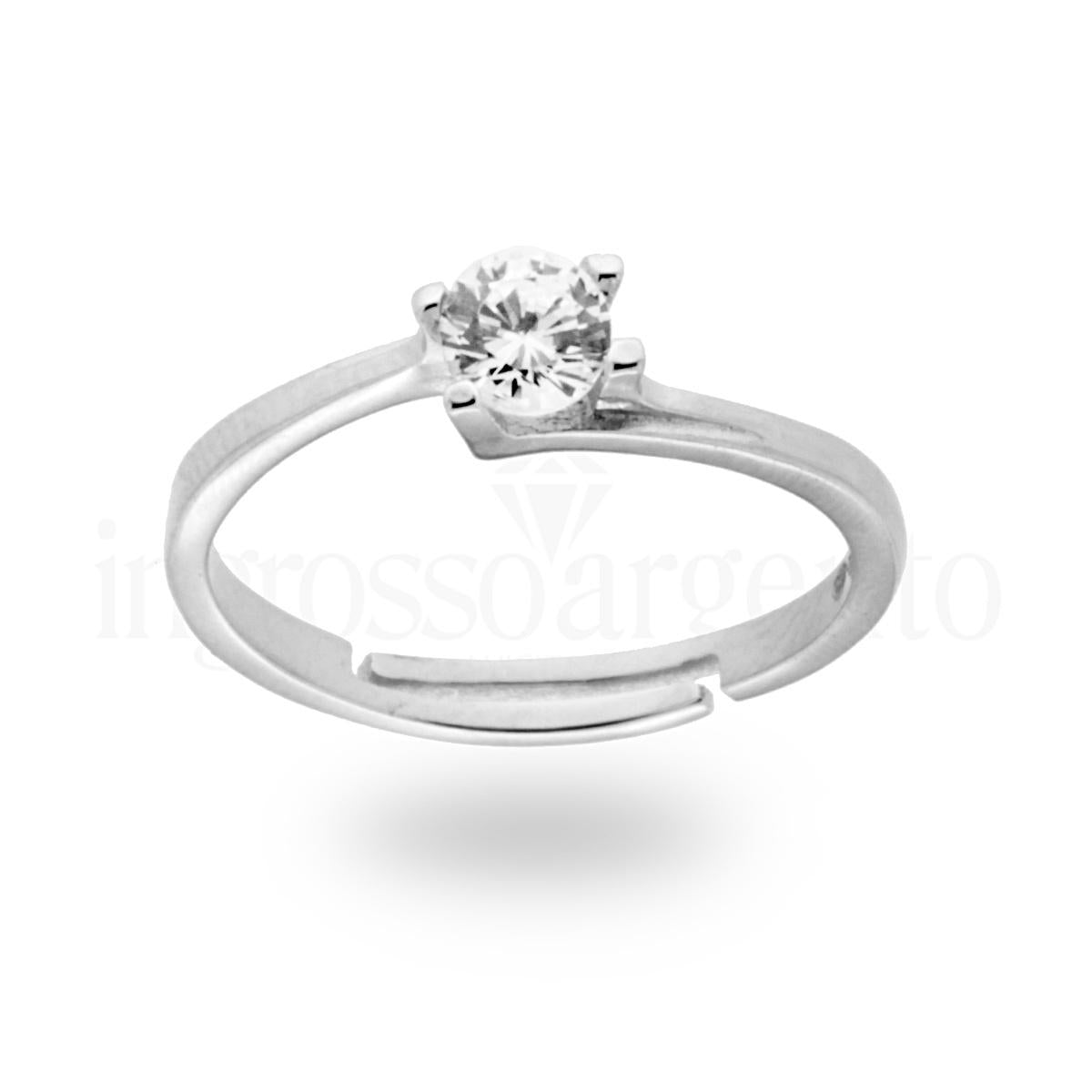 Anello argento solitario con zircone donna-2b Gioielli