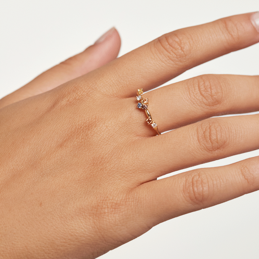 Anello PdPaola AN01-210-12 Five argento 925 placcato oro 18 Kt misura 12-2b Gioielli