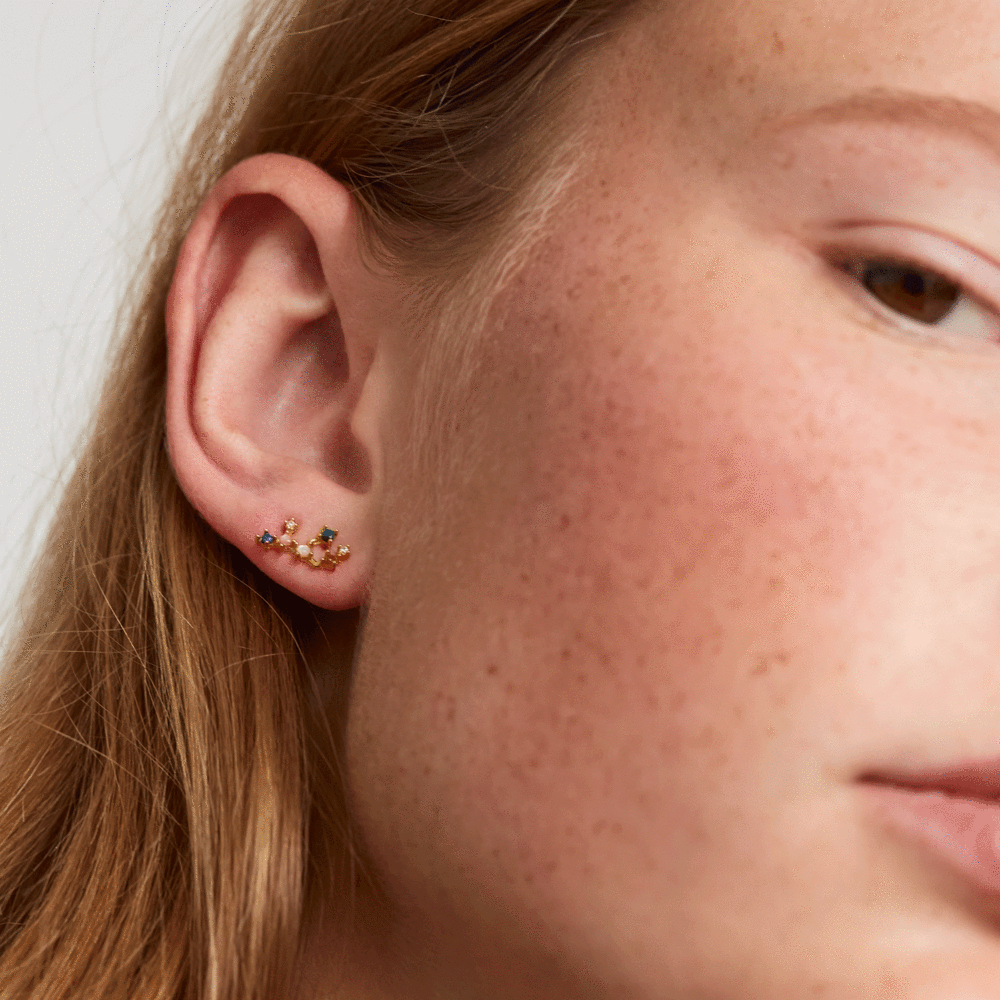 Orecchini PdPaola AR01-409-U Zodiac Constellations Vergine argento placcato oro 18 K-2b Gioielli