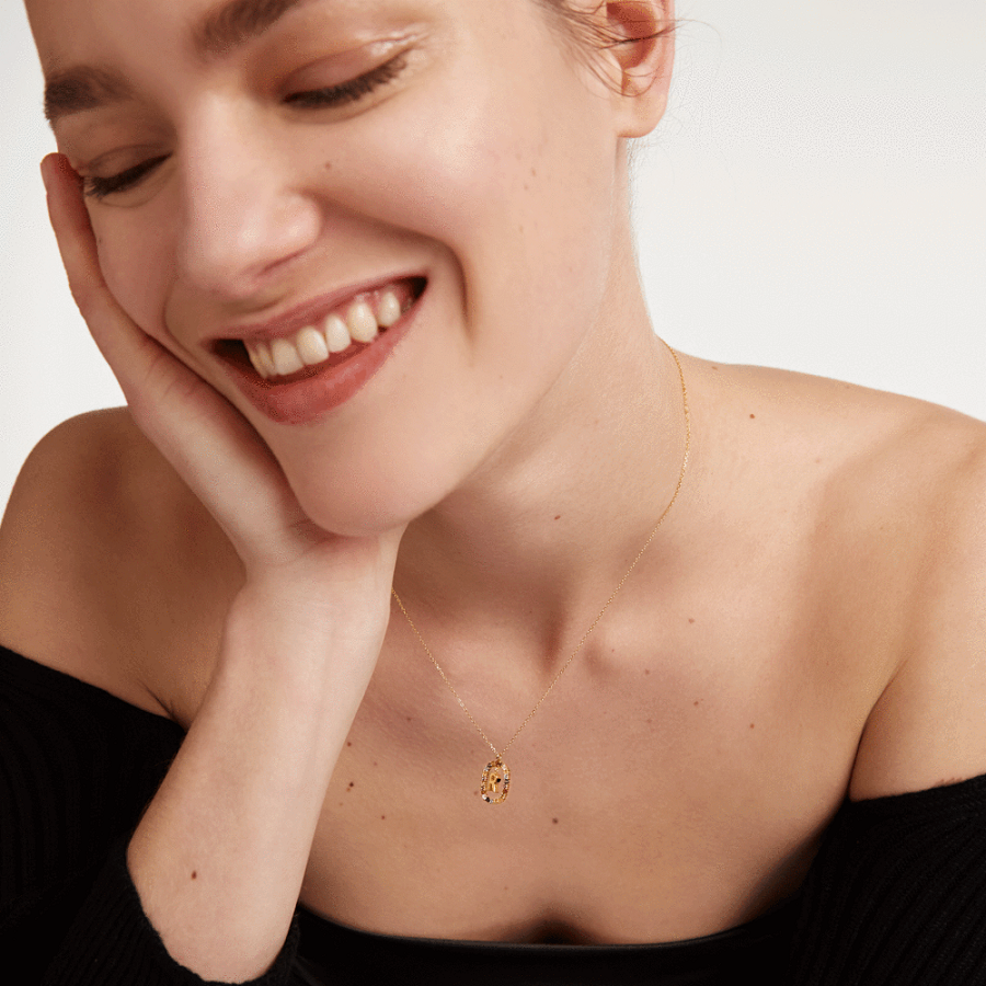 Collana PdPaola CO01-277-U Lettera R in argento 925 placcato oro 18 Kt-2b Gioielli