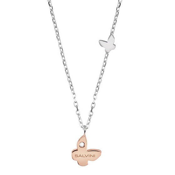 Collana Salvini Be Happy oro bianco 9 Kt farfalla Diamanti 0,01 Ct-2b Gioielli
