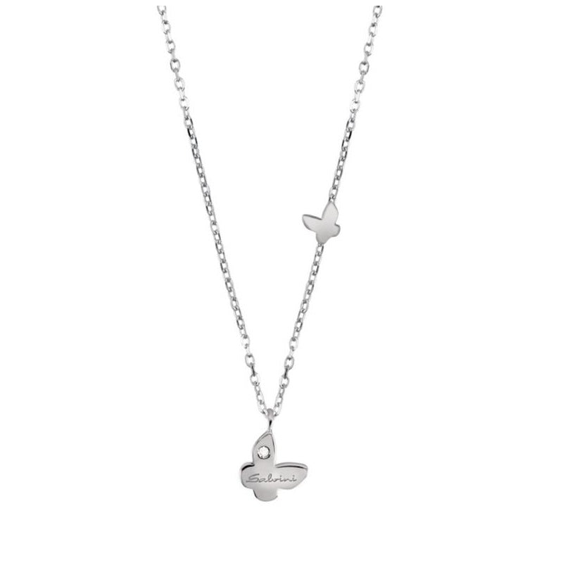Collana Salvini Be Happy oro bianco 9 Kt farfalla Diamanti 0,01 Ct-2b Gioielli