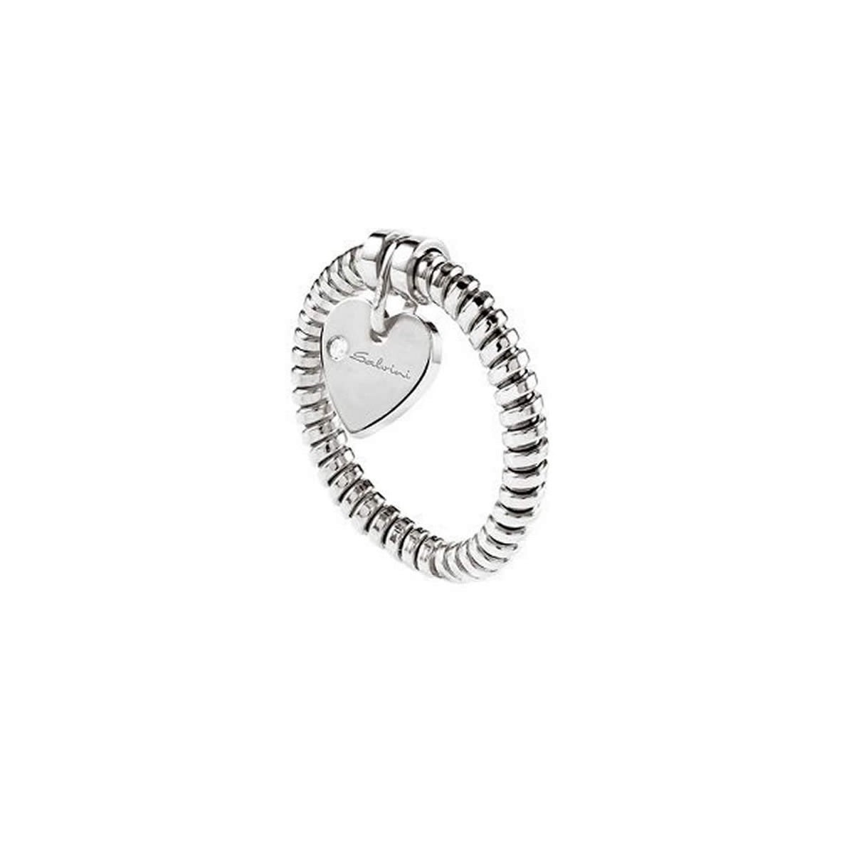 Anello Salvini Minimal Pop oro bianco 9 Kt cuore diamante 0,01 ct-2b Gioielli