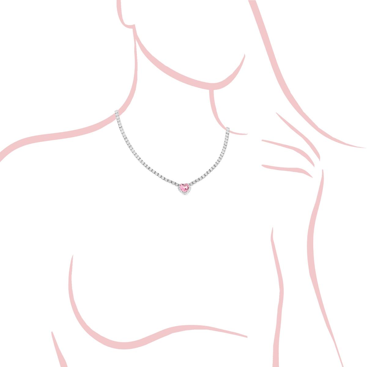 Silverly Collana Donna In Argento 925 Con Placcato Oro Rosa - Doppio Cuore Connessi - Lunghezza 43 Cm