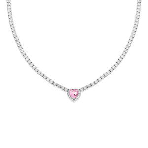 Collana argento Tennis cuore rosa donna-2b Gioielli