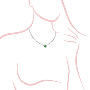Collana argento Tennis cuore verde donna-2b Gioielli