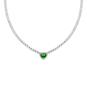 Collana argento Tennis cuore verde donna-2b Gioielli