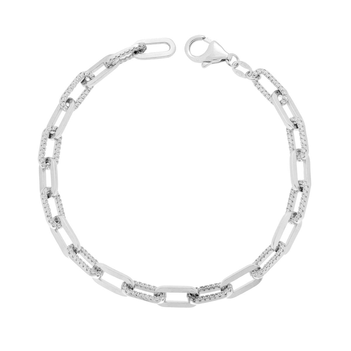 Bracciale argento catena forzatina e zirconi donna-2b Gioielli