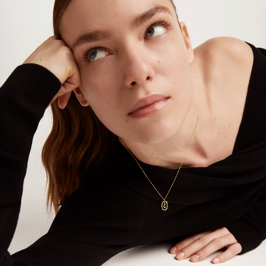 Collana PdPaola CO01-262-U Lettera C in argento 925 placcato oro 18 Kt-2b Gioielli