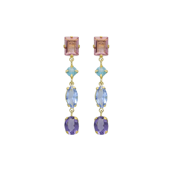 Orecchini Victoria Rosa Oro e Pietre Rosa | Eleganza Artigianale Online Orecchini Victoria Rosa Oro e Pietre Rosa | Eleganza Artigianale Online