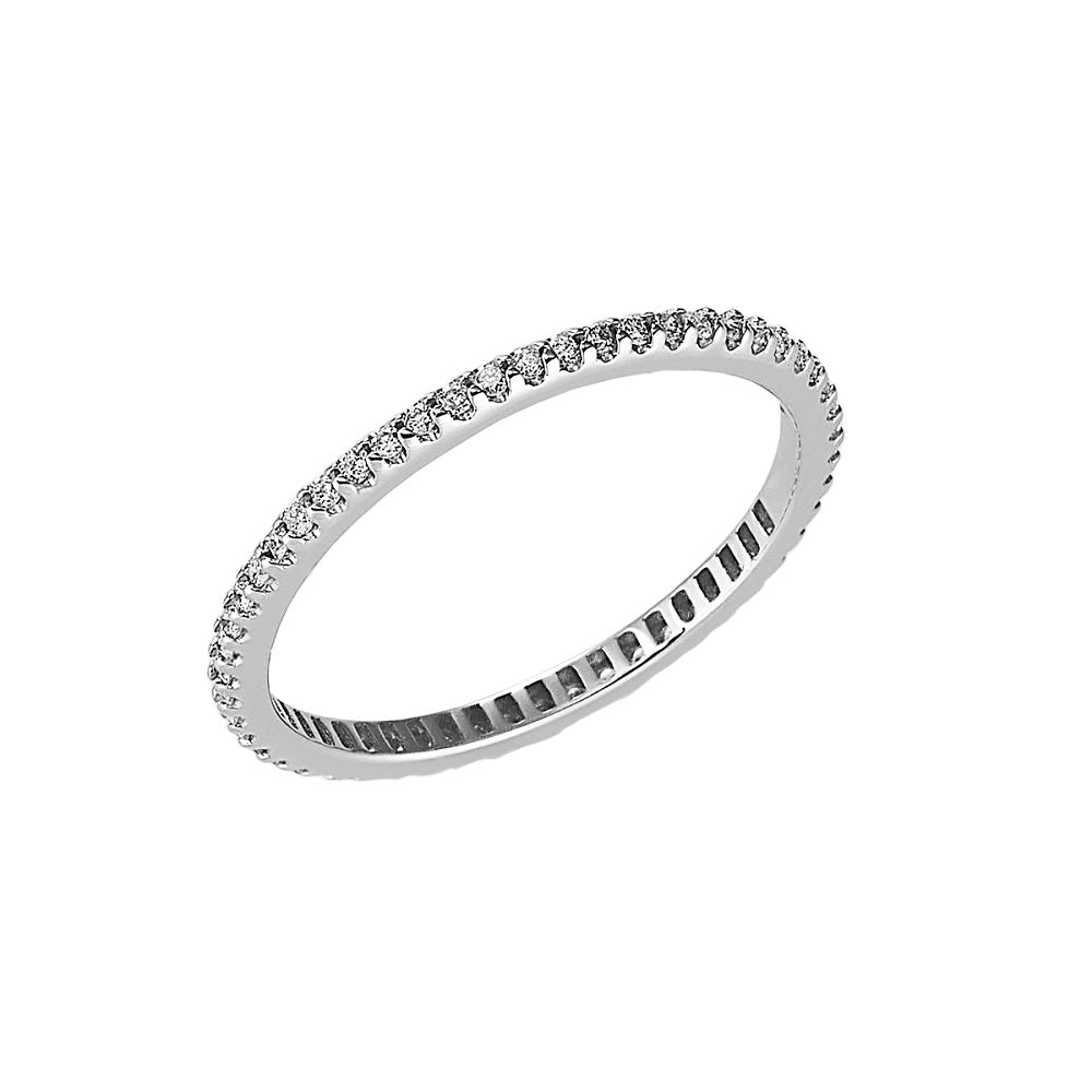 Anello veretta Eternity oro bianco 18kt e diamanti bianchi 0,26 ct