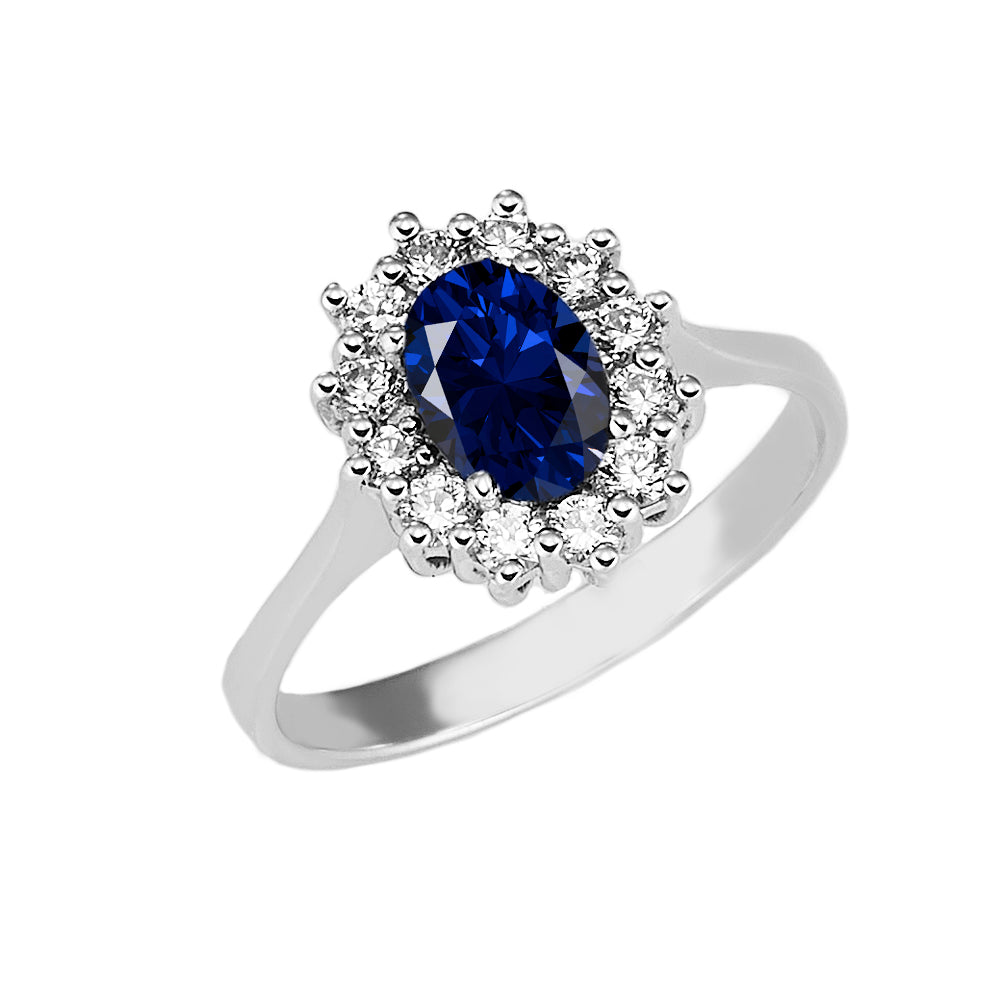 Anello oro bianco 18kt Diamanti 0,30 Ct Zaffiro 0,82 Ct-2b Gioielli