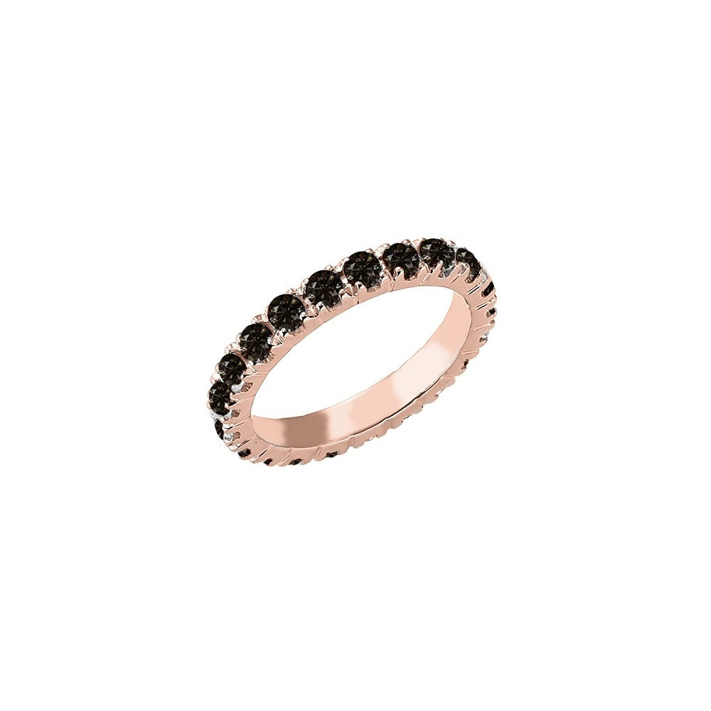 Anello veretta Eternity oro rosa 18kt Diamanti neri 2,85 Ct-2b Gioielli