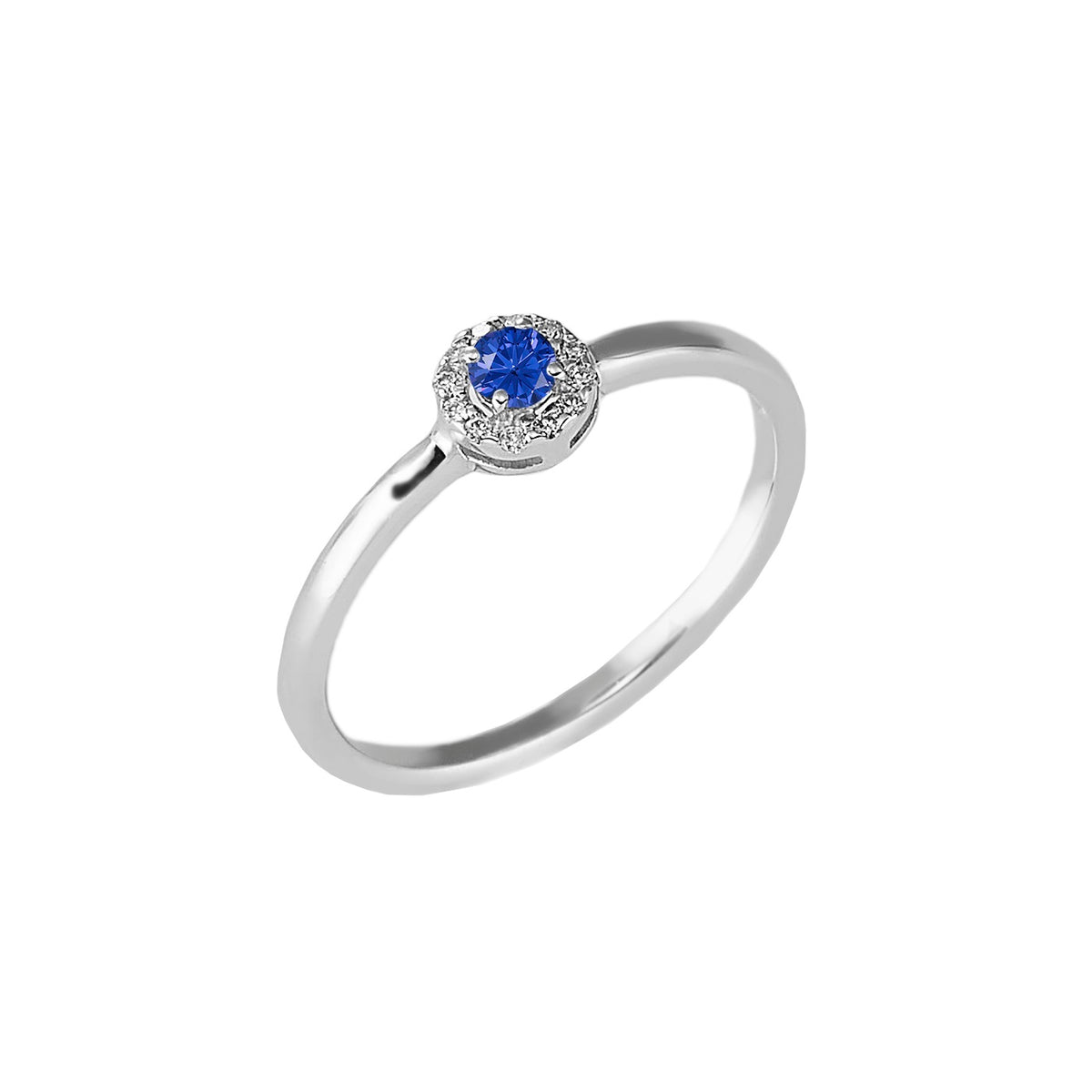 Anello oro bianco 18kt Diamanti 0,05 Ct Zaffiro 0,09 Ct-2b Gioielli