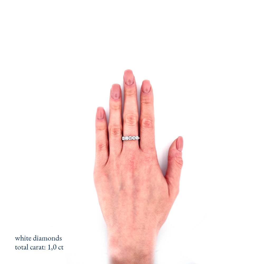 Anello riviera oro bianco 18kt Diamanti 1,00 Ct-2b Gioielli