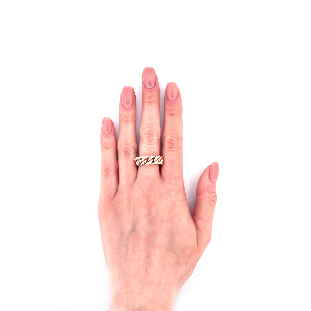 Anello oro Rosa 18kt Diamanti 0,24 Ct Grumette-2b Gioielli