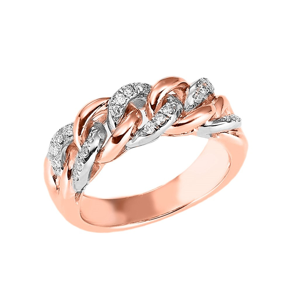 Anello oro Rosa 18kt Diamanti 0,24 Ct Grumette-2b Gioielli