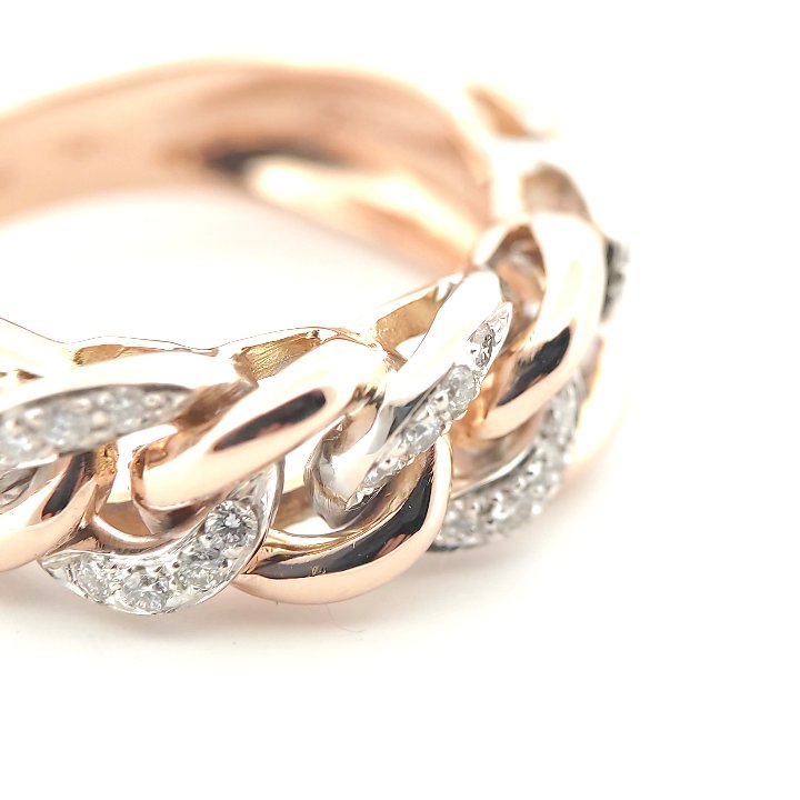 Anello oro Rosa 18kt Diamanti 0,24 Ct Grumette-2b Gioielli