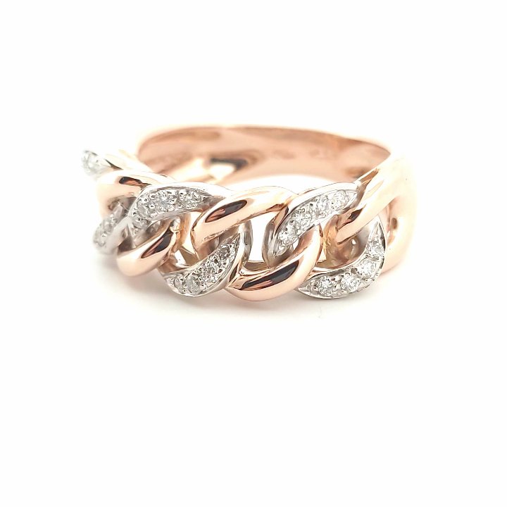 Anello oro Rosa 18kt Diamanti 0,24 Ct Grumette-2b Gioielli