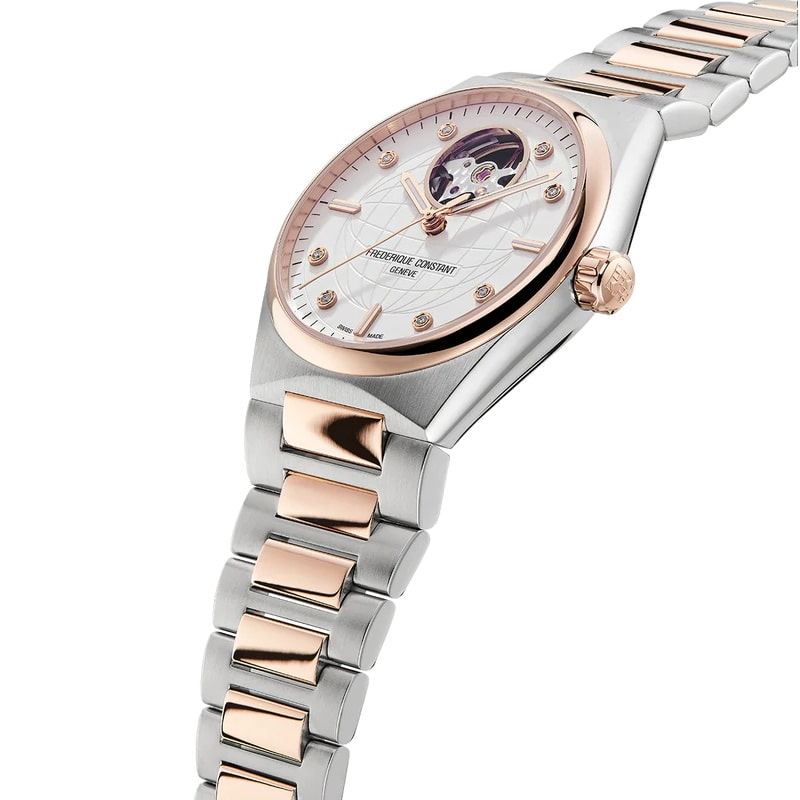 Orologio Frederique Constant Highlife Heart Beat FC-310VD2NH2B automatico con diamanti e doppio cinturino-2b Gioielli