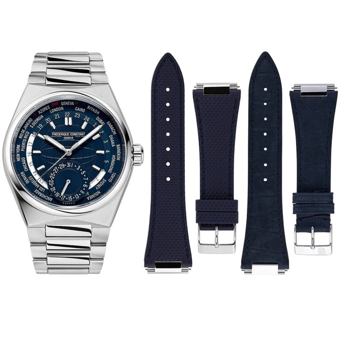 Orologio Frederique Constant Highlife Worldtimer Manufacture FC-718N4NH6B doppio cinturino uomo 41 mm-2b Gioielli