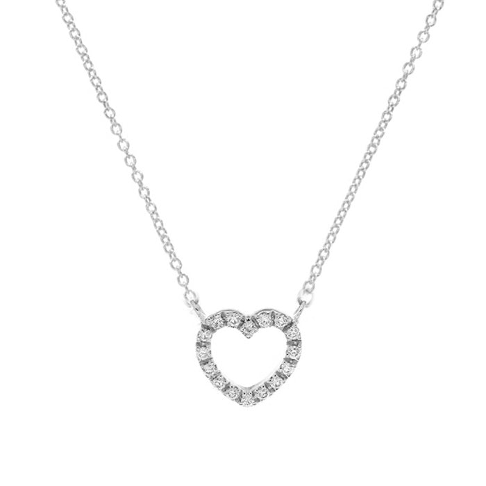 Girocollo oro bianco 18kt Diamanti 0,08 Ct con cuore-2b Gioielli