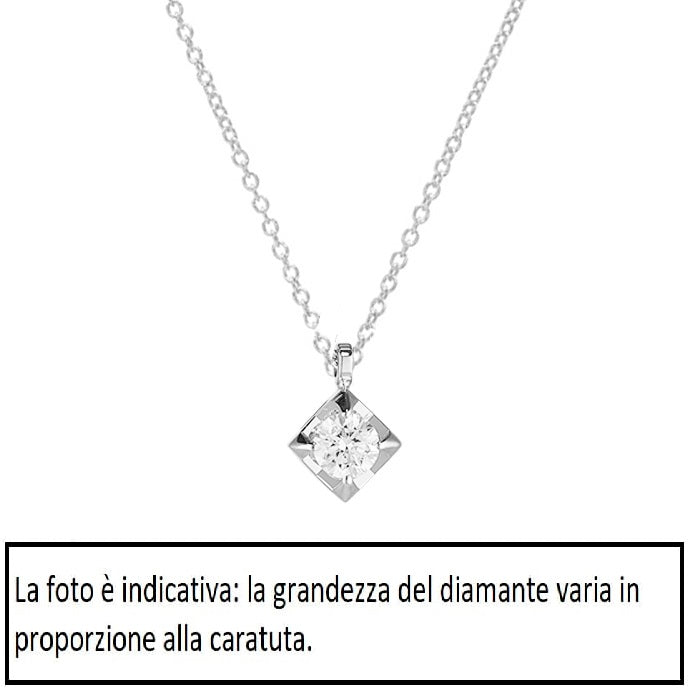 Girocollo oro bianco 18kt Diamante 0,20 Ct-2b Gioielli