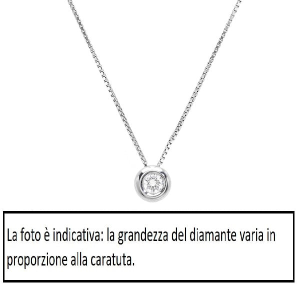 Girocollo oro bianco 18Kt Diamante 0,06 Ct-2b Gioielli