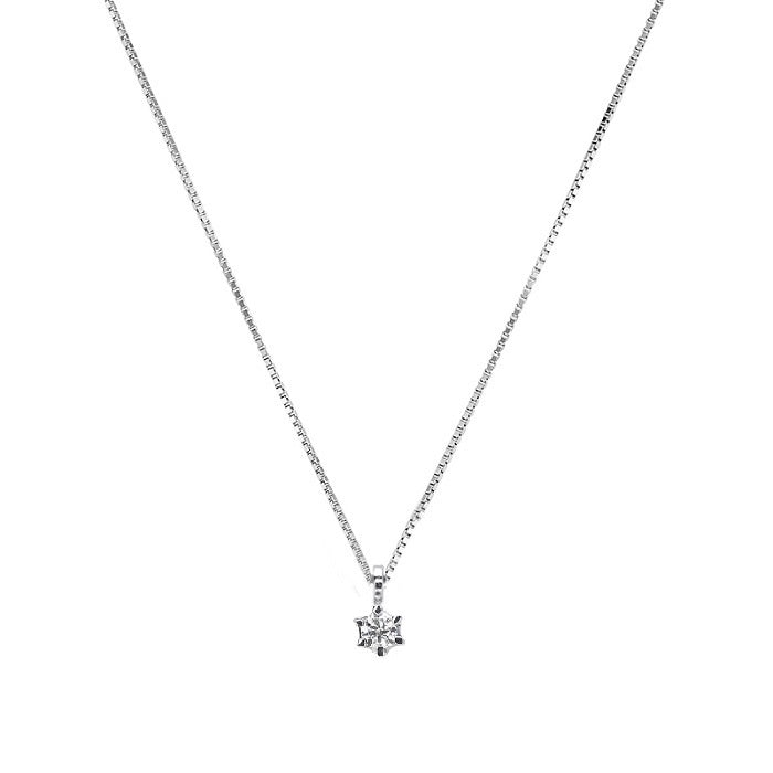 Girocollo oro bianco 18Kt Diamanti 0,05 Ct-2b Gioielli