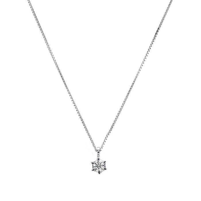 Girocollo oro bianco 18Kt Diamante 0,10 Ct-2b Gioielli