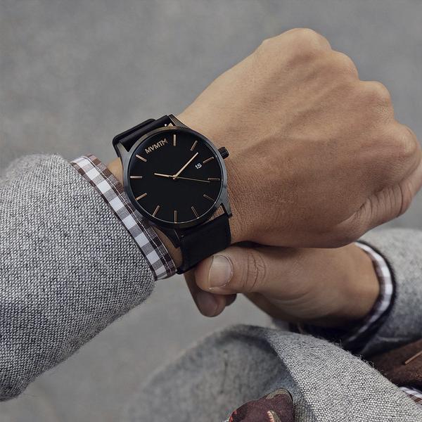 Orologio MVMT Classic Black Rose Leather MM01-BBRGL uomo 45mm-2b Gioielli