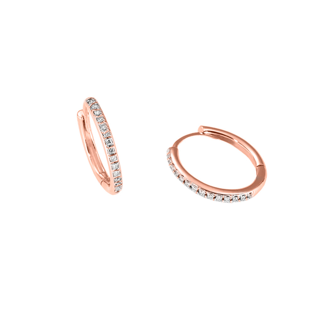 Orecchini oro rosa 18kt Diamanti 0,14 Ct a cerchio-2b Gioielli