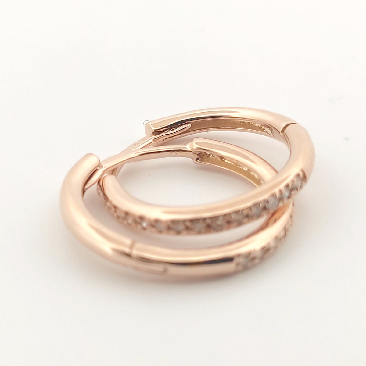 Orecchini oro rosa 18kt Diamanti 0,14 Ct a cerchio-2b Gioielli