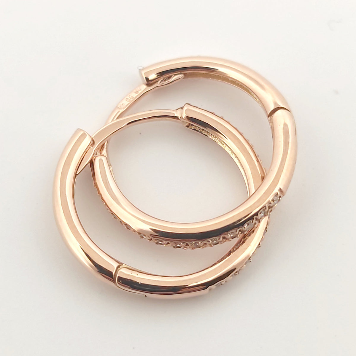 Orecchini oro rosa 18kt Diamanti 0,14 Ct a cerchio-2b Gioielli